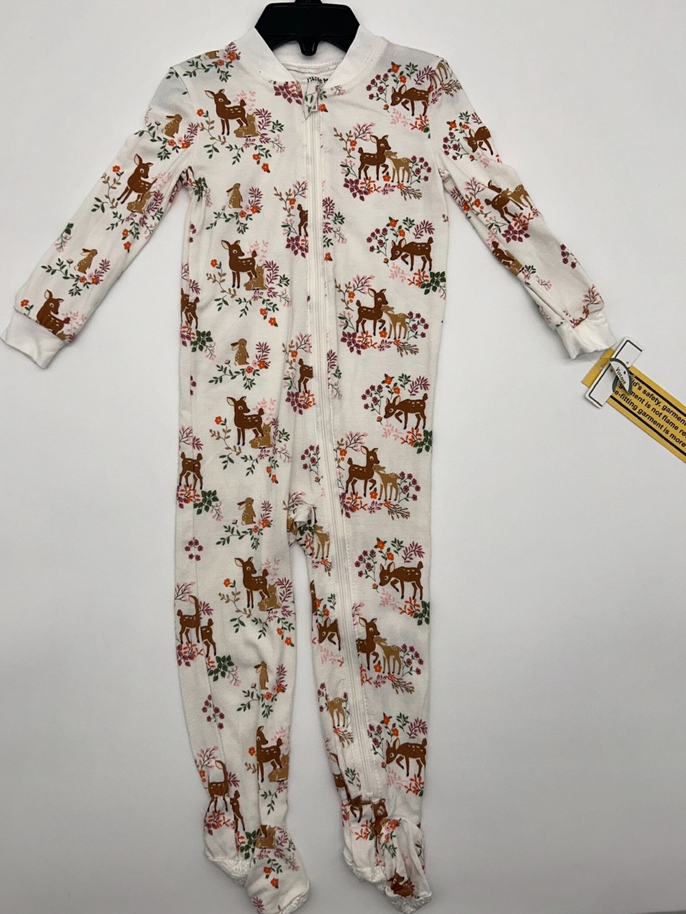 Little Me 18M White Footed One-Piece with floral Deer Print